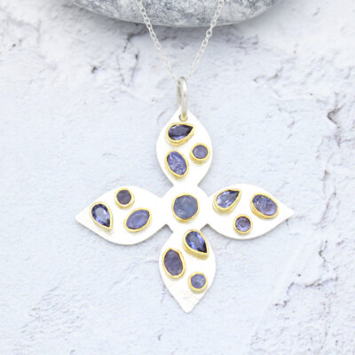 Handmade Tanzanite and Iolite Sterling Silver Ladies Pendant