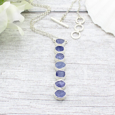 Tanzanite Gemstone Handmade Long Sterling Silver Ladies Necklace