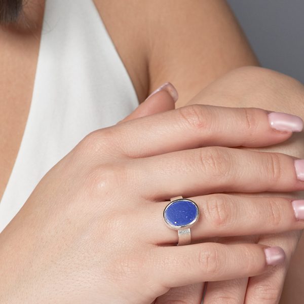 Lapis Lazuli Natural Gemstone Handmade Ladies Sterling Silver Ring
