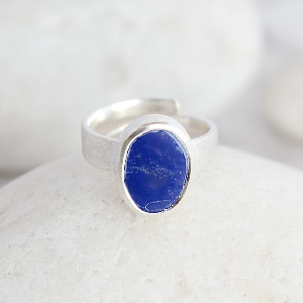 Lapis Lazuli Natural Gemstone Handmade Ladies Sterling Silver Ring