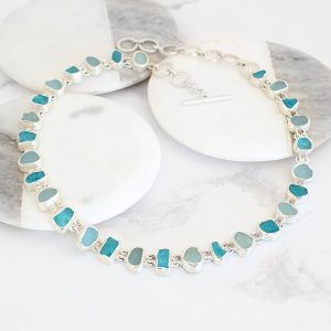 Aquamarine and Apatite Gemstone Handmade Sterling Silver Ladies Necklace Made to Order
