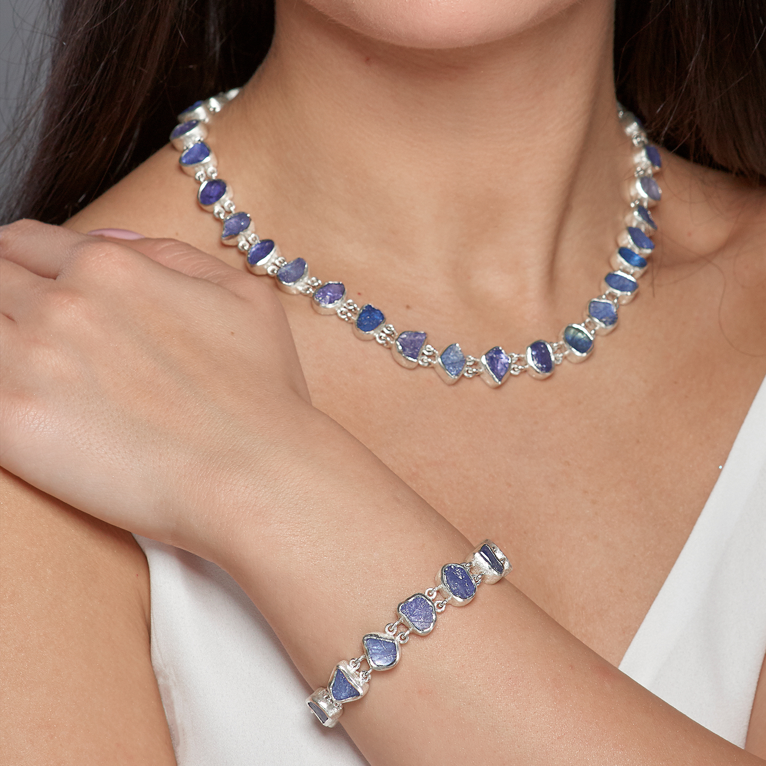 tanzanite-double-link-necklace-bracelet-set
