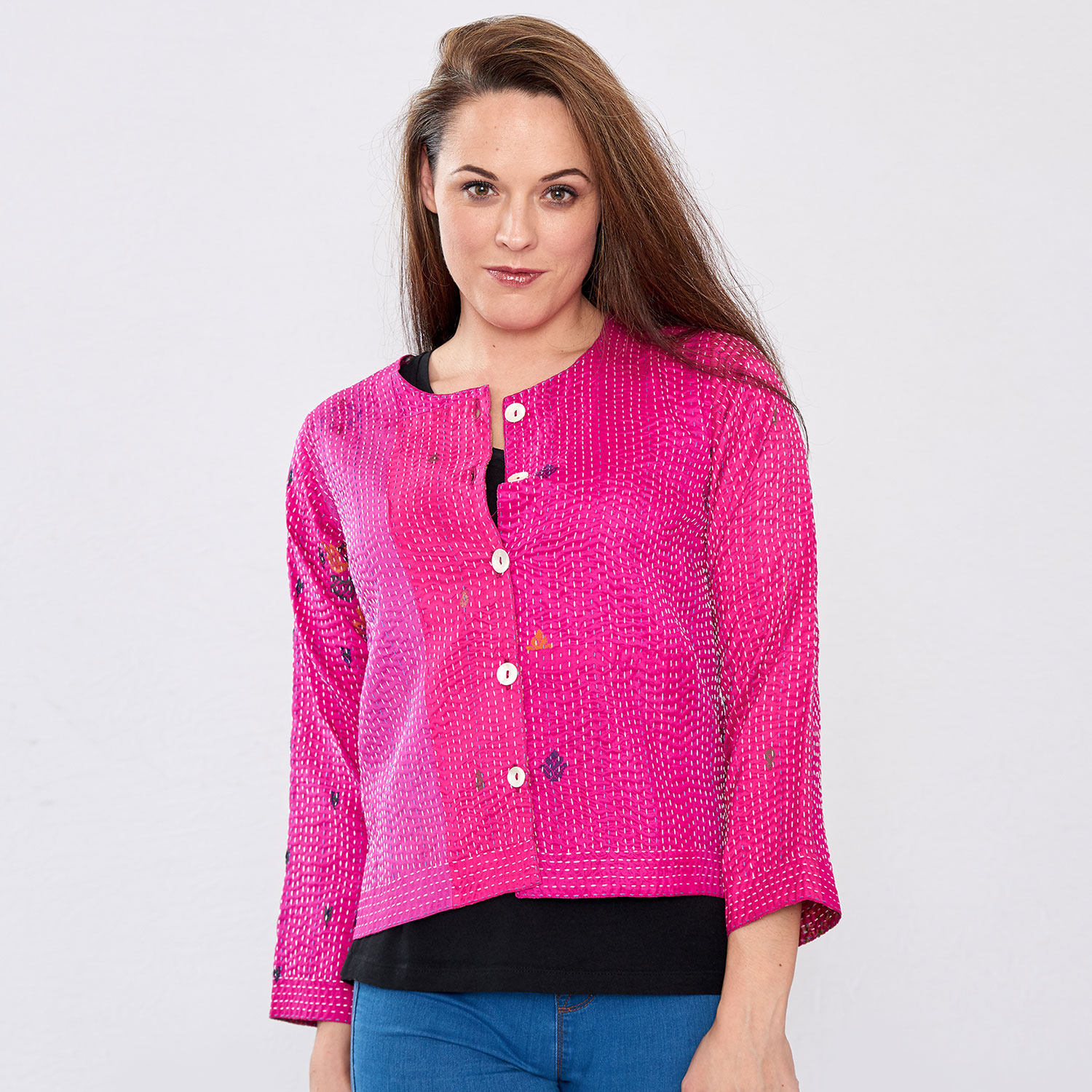 Hot-Pink-Hand-Stitched-Recycled-Silk-Sari-Ladies-Jacket4