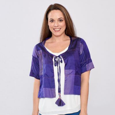 Purple Pure Silk Hand Stitched Ladies Cover-up