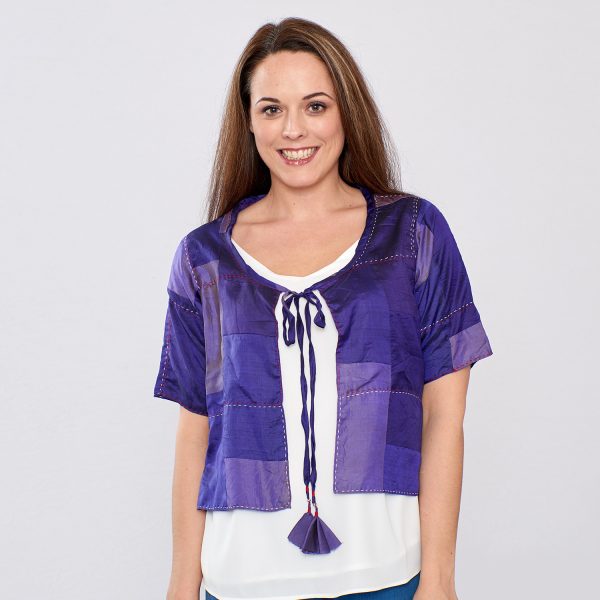 Purple Pure Silk Hand Stitched Ladies Cover-up