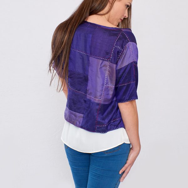 Purple Pure Silk Hand Stitched Ladies Cover-up