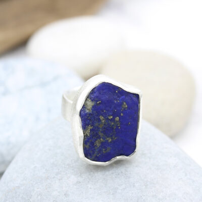 Lapis Lazuli Chunky Adjustable Ladies Sterling Silver Ring
