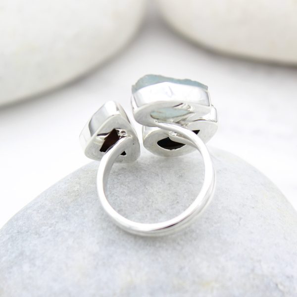 Aquamarine, Opal And Turquoise Gemstone Adjustable Sterling Silver Ring