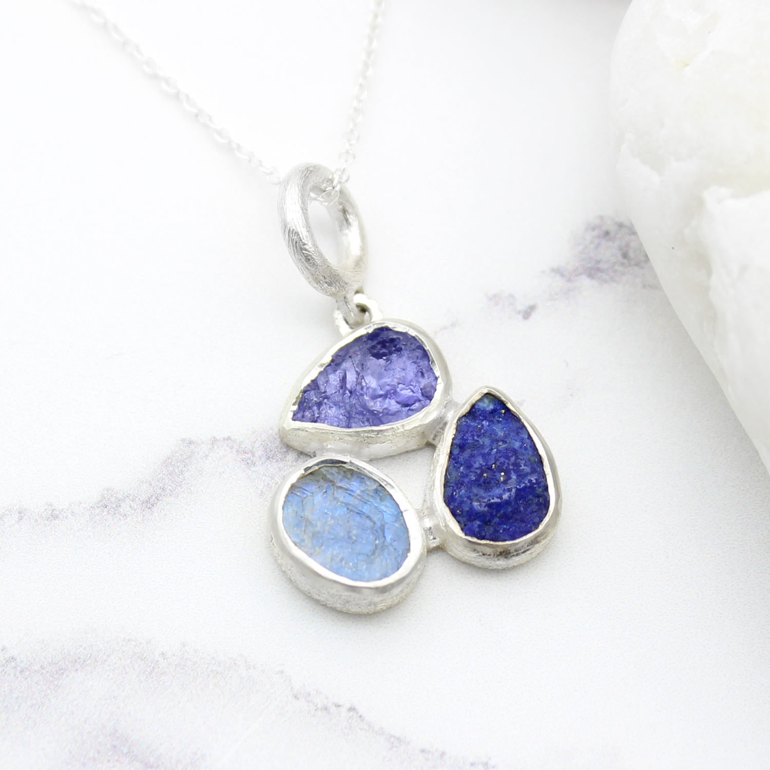 tanzanite-lapislazuli-moonstone-gemstone-petal-silver-pendant-pe092c