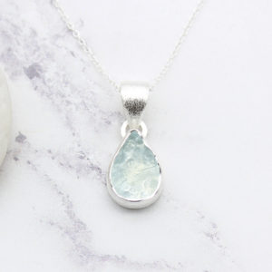 Aquamarine Gemstone Handmade Ladies Silver Pendant