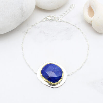 Lapis Lazuli Gemstone Sterling Silver Bracelet