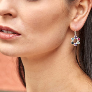 Amethyst, Moonstone & Ruby Gemstone Handmade Silver Earrings