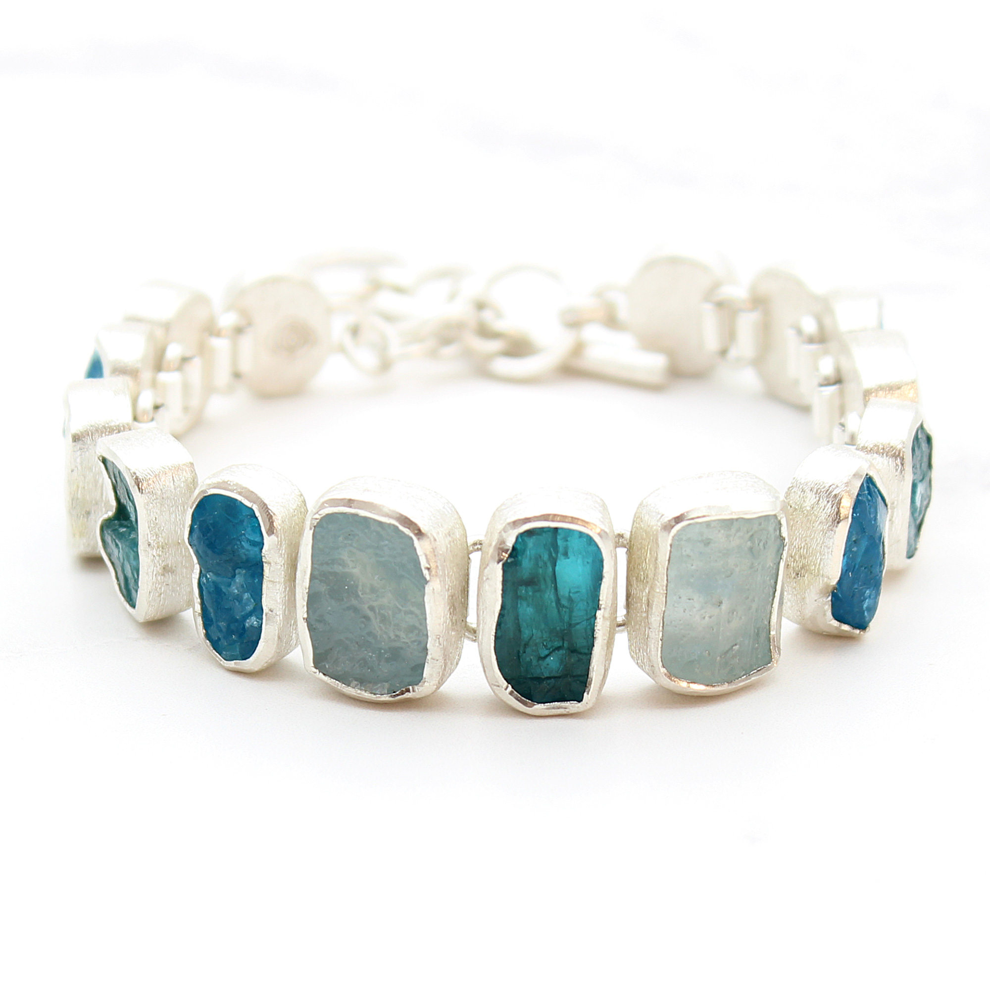Aquamarine, Apatite & Neon Apatite Gemstone Bracelet