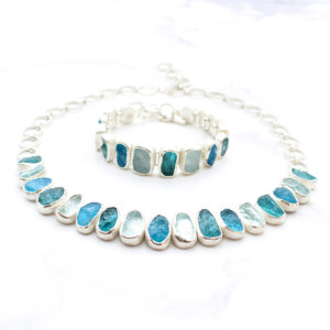 Aquamarine, Apatite & Neon Apatite Gemstone Necklace & Bracelet Set