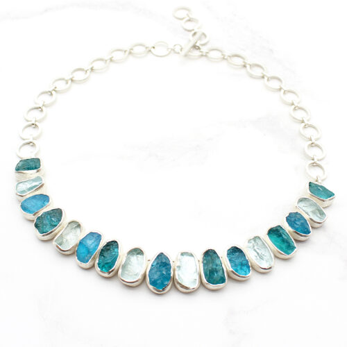Aquamarine Apatite & Neon Apatite Gemstone Necklace