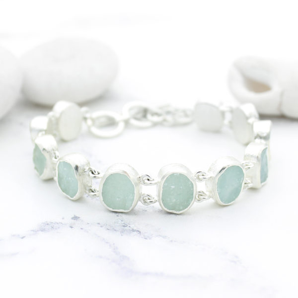 Aquamarine Gemstone Handmade Sterling Silver Ladies Bracelet