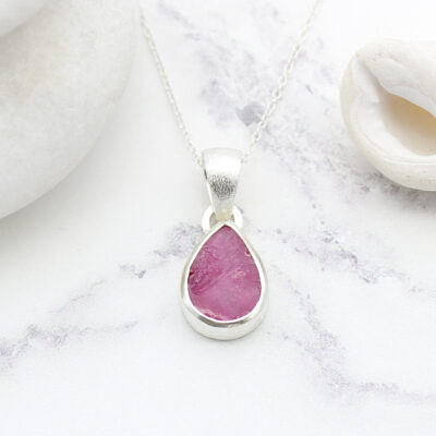 Ruby Gemstone Handmade Ladies Silver Pendant