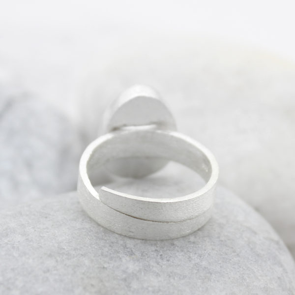Aquamarine Gemstone Adjustable Sterling Silver Ring