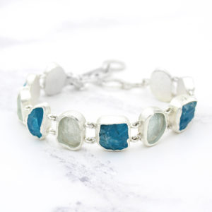 Aquamarine & Neon Apatite Gemstone Necklace & Bracelet Set