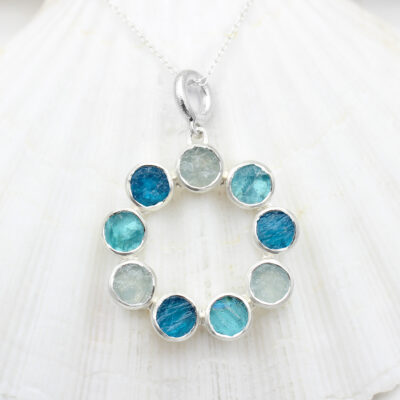 Aquamarine & Apatite Gemstone Handmade Sterling Silver Pendant