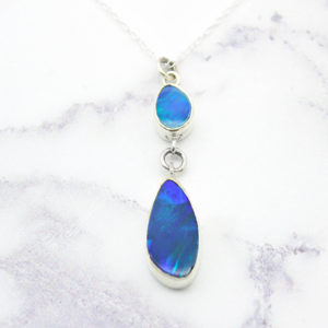 Australian Blue Opal Doublet Gemstone Sterling Silver Pendant