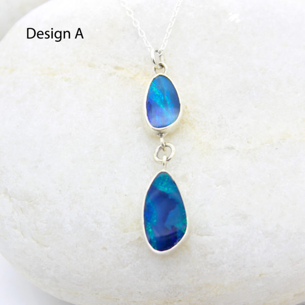 Australian Blue Opal Doublet Gemstone Sterling Silver Pendant