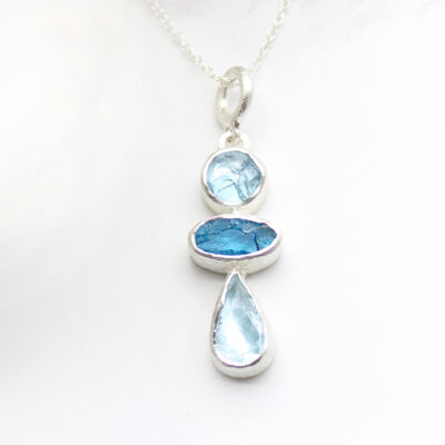 Handmade Neon Apatite & Aquamarine Gemstone Pendant