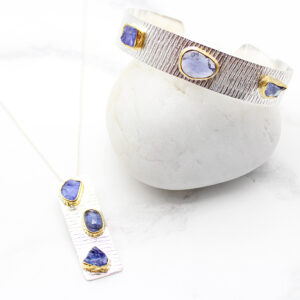 Tanzanite And Iolite Gemstone Sterling Silver Jewellery Set